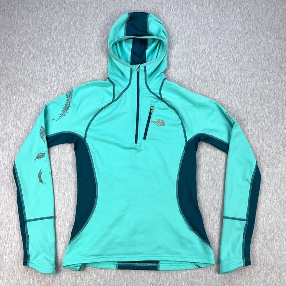 The North Face Hoodie Womens S Flight Series VapoWick Teal Blue 1/4-Zip Scuba - Picture 1 of 12